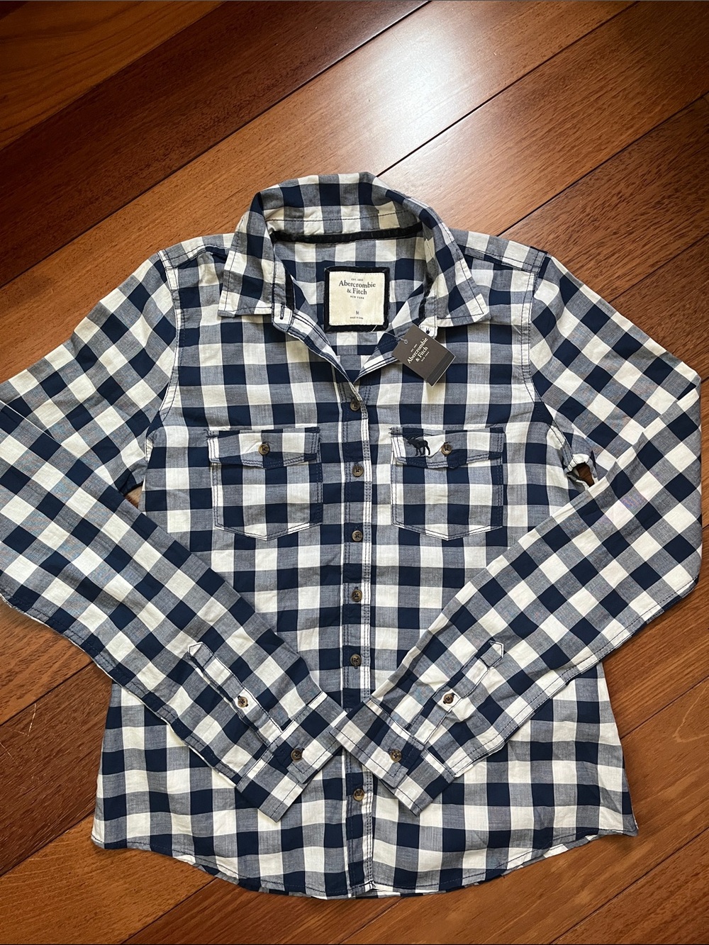 NWT Y2K Abercrombie Moose Logo Button Down Shirt